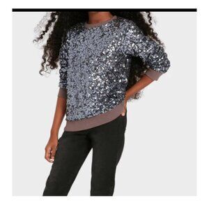 NWT ZARA Kids Girls purple/gray Sequin Sweatshirt -  Size 8